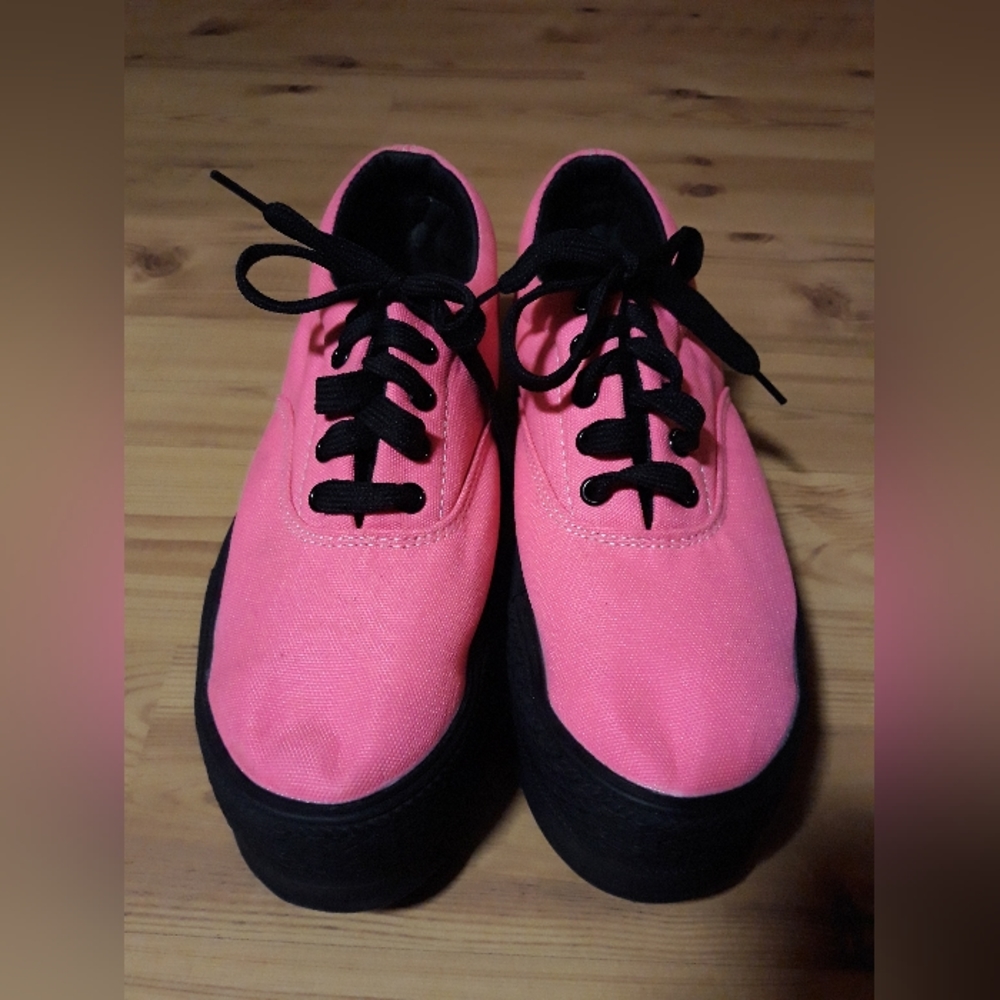 Neon pink platform shoe